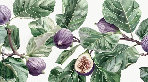 Enchanting Fig Tree Illustration Vibrant Botanical Sketches for Educational Use