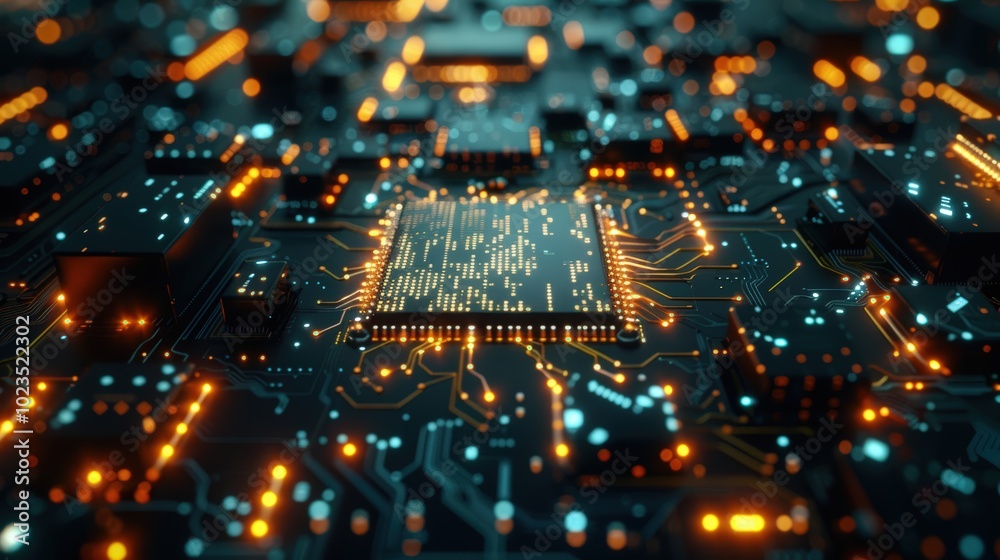 Abstract View of Digital Circuitry with Lights Abstract View of Digital Circuitry with Lights