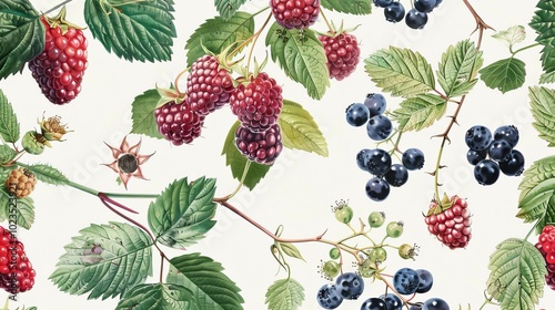 Berry Bliss Vibrant Botanical Illustration Featuring a Variety of Berries and Their Intriguing Botanical Names Perfect for Nature Lovers Gardeners and Food Enthusiasts