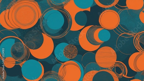 Interwoven geometric circles and lines in vibrant orange and teal representing dynamic network connections