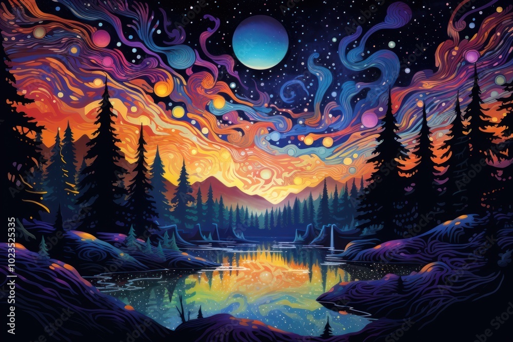 Fototapeta premium Cosmic outdoors painting nature.