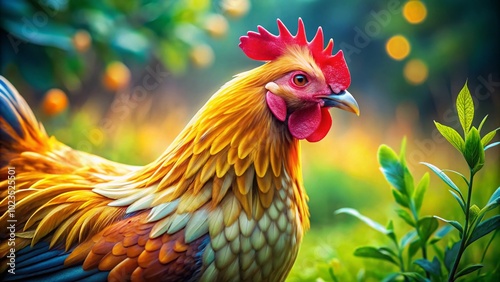 Wallpaper Mural Beautiful Golden Wyandotte Chicken in Natural Habitat Showcasing Feathers and Unique Characteristics of This Breed Torontodigital.ca