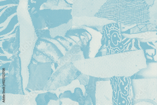 Collage of torn street posters. Abstract halftone lettering background. vector illustration