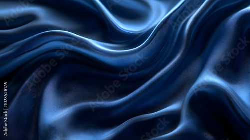 Abstract Blue Fabric Background - Curvy, Smooth, and Luxurious Texture