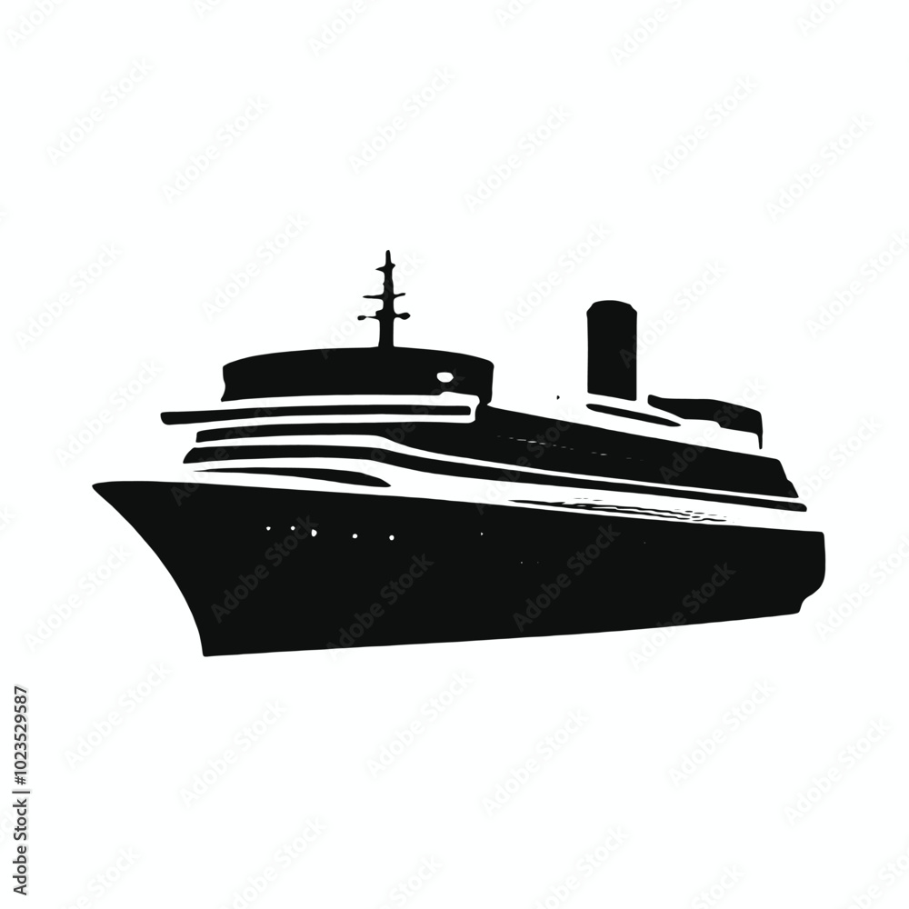 Obraz premium A black silhouette of a large cruise ship or passenger liner 