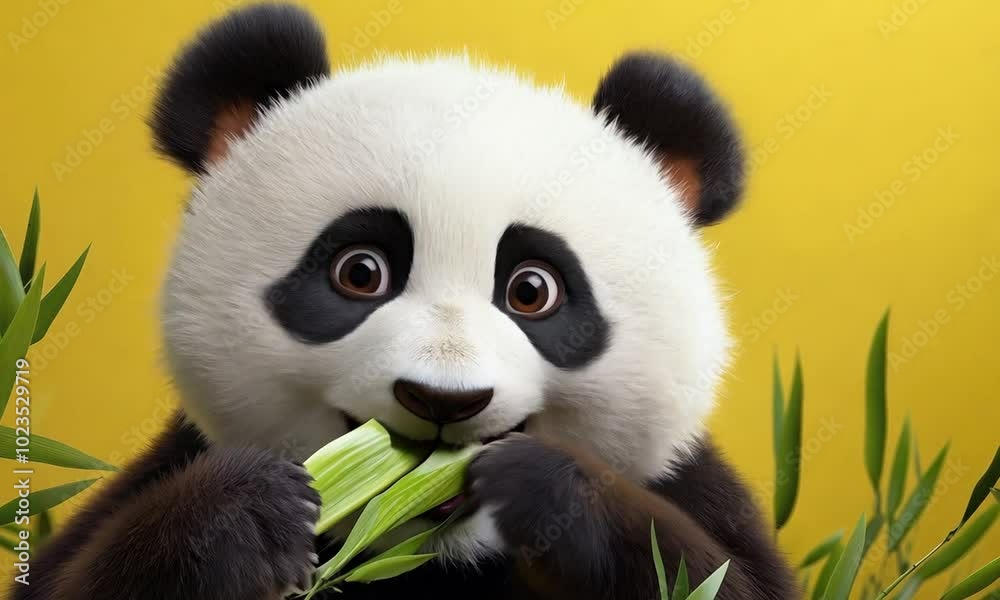 Cute Panda Eating Bamboo Cute Panda Eating Bamboo