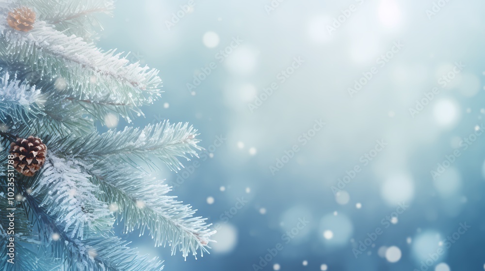A beautifully decorated evergreen tree sparkles in a serene winter atmosphere. A beautifully decorated evergreen tree sparkles in a serene winter atmosphere.