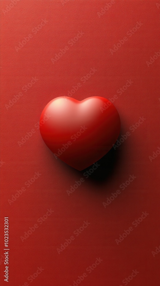A glossy red heart stands out prominently against a rich crimson backdrop, reflecting light and creating a warm, inviting ambiance. This simple yet impactful composition evokes feelings of love and pa A glossy red heart stands out prominently against a rich crimson backdrop, reflecting light and creating a warm, inviting ambiance. This simple yet impactful composition evokes feelings of love and pa