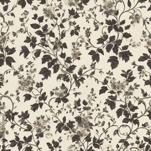 Wallpaper Mural Floral pattern with leaves and flowers on light texture background Torontodigital.ca