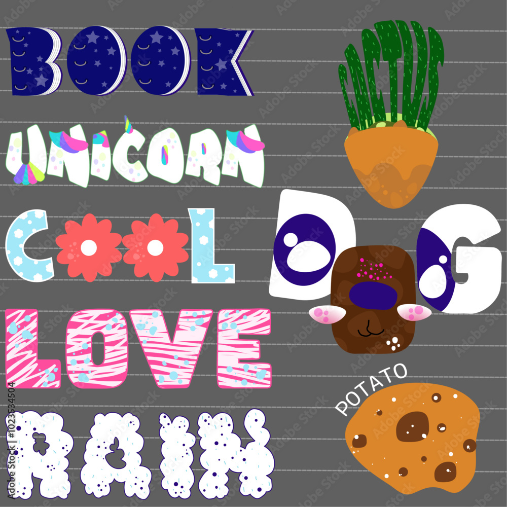 Fototapeta premium Funny and Typography Sticker pack