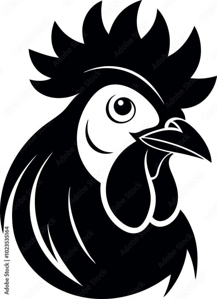 An icon of a fighting rooster head that is suitable for businesses An icon of a fighting rooster head that is suitable for businesses