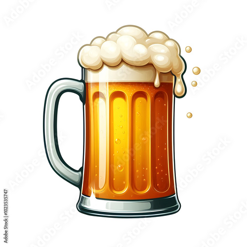 vector style single  beer mug design illustration isolated on a transparent background