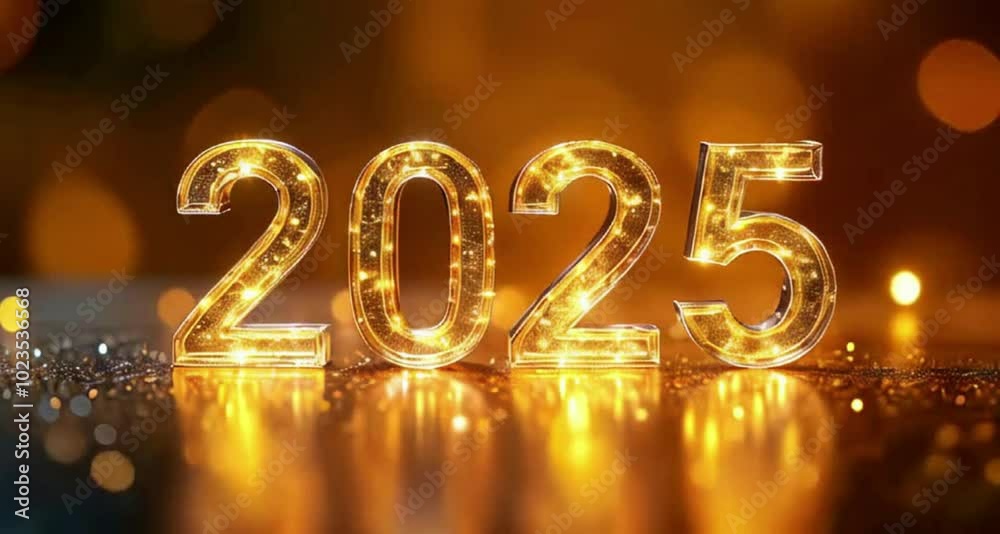 Happy New Year 2025 luxury golden glowing text on Christmas blurred background, Merry Christmas holiday theme design. New Year greeting slow moving video. Happy New Year 2025 luxury golden glowing text on Christmas blurred background, Merry Christmas holiday theme design. New Year greeting slow moving video.