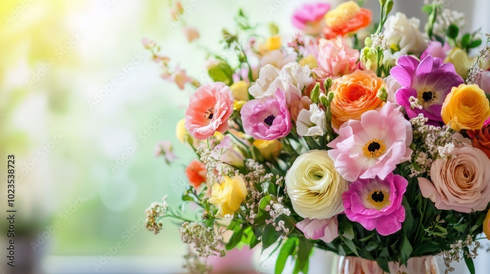 A Colorful Bouquet of Various Flowers in a Vase A Colorful Bouquet of Various Flowers in a Vase