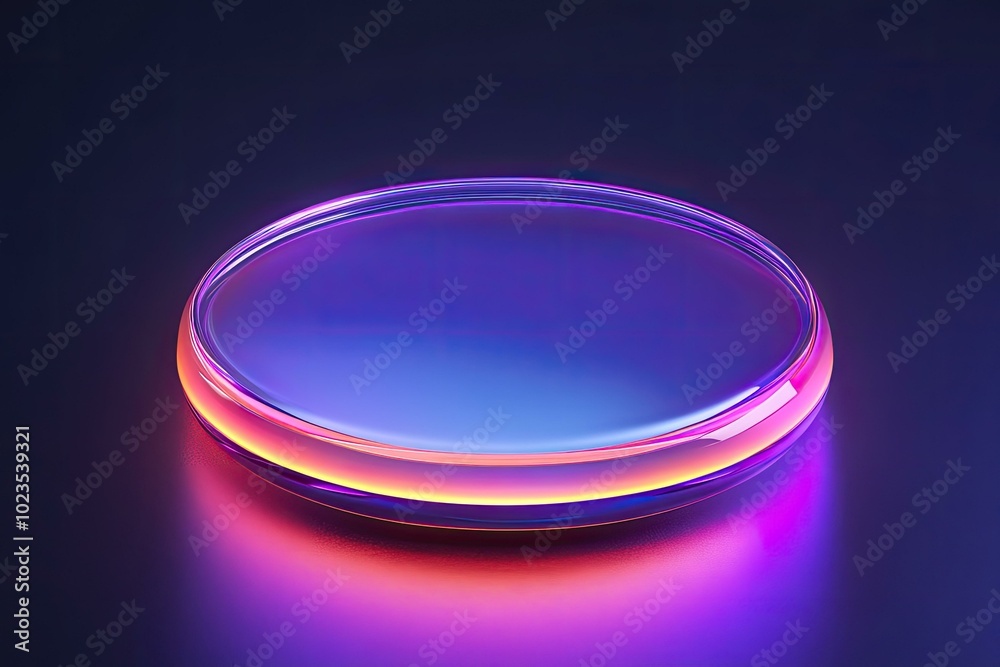 Abstract Neon Glowing Circle With Gradient Colors On A Dark Purple Background Abstract Neon Glowing Circle With Gradient Colors On A Dark Purple Background