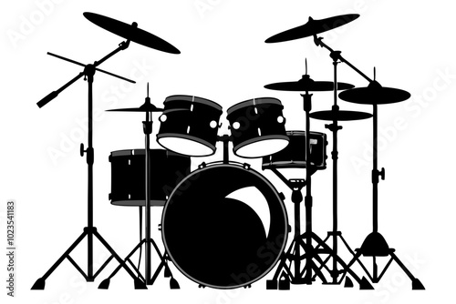 drum kit silhouette vector illustration