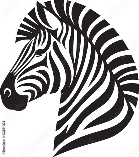 Zebra head silhouette black vector 