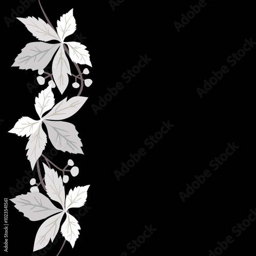 Vector - garland of virginia creeper with berries. Watercolor illustration.