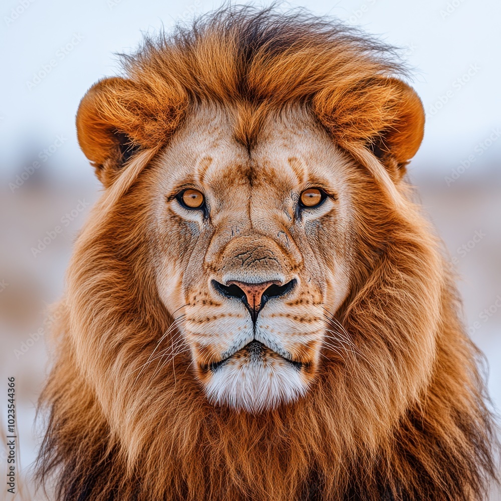 Fototapeta premium A lion's face merged with a desert landscape, both isolated against a white background. The lion’s mane and the dunes fade naturally into the white, emphasizing the majesty of the animal. AR: 