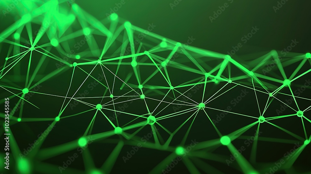 Abstract green network with glowing lines and dots. Abstract green network with glowing lines and dots.