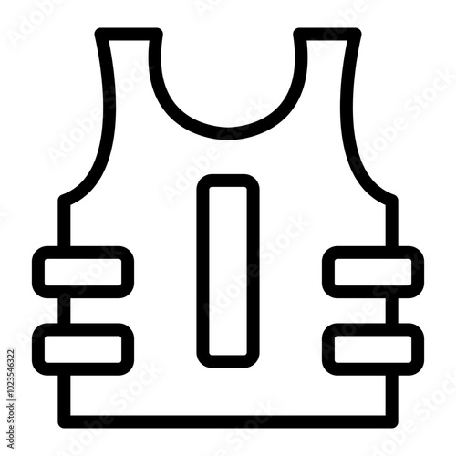 Bulletproof Vest Vector Line Icon Design