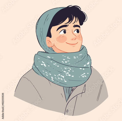 Men Hijab Cute Dresses Vector Illustration