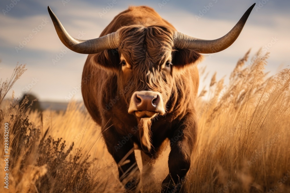Happy bull livestock wildlife mammal.
