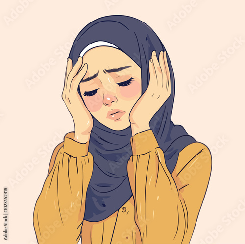 Cute Hijabi Girls in Colorful Dresses Vector Illustration