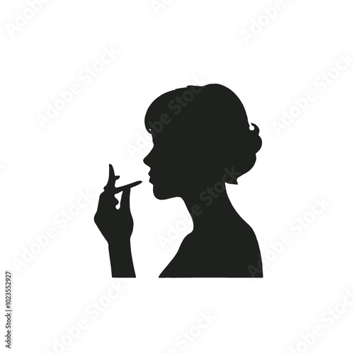 A silhouette of a person smoking a cigarette
