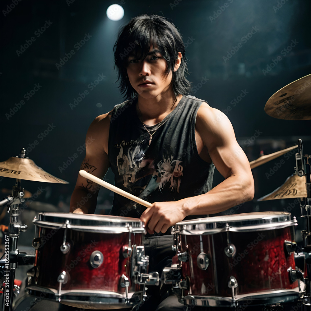 Fototapeta premium person playing drums