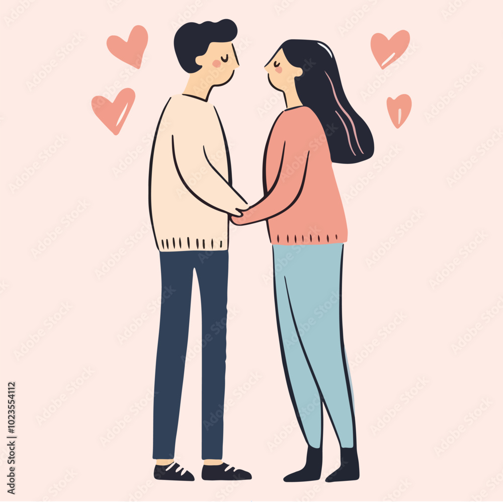 Obraz premium Hand-Drawn Couples in Love Vector illustration