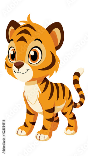 cute baby Tiger illustration - vector illustration Tiger, Bengal Tiger vector art isolated on white photo