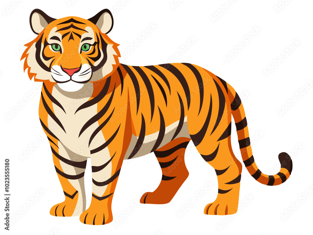 Obraz premium tiger cartoon vector - vector illustration tiger, Bengal Tiger vector art isolated on white