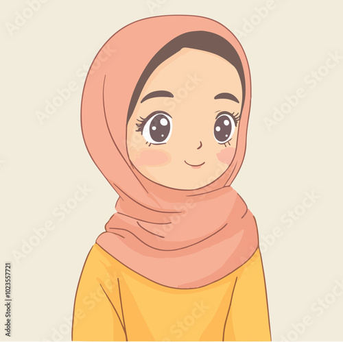 Cute Hijabi Girls in Colorful Dresses Vector Illustration