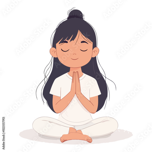 A girl meditating vector illustration