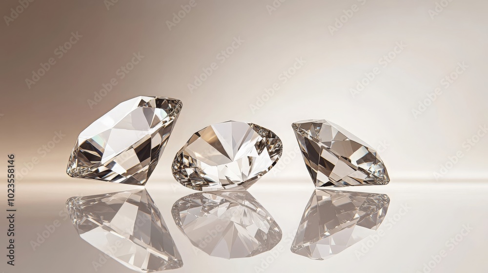 Sparkling Diamonds on Beige Background Sparkling Diamonds on Beige Background