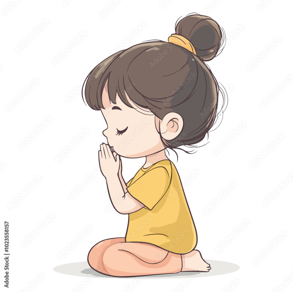 A girl meditating vector illustration