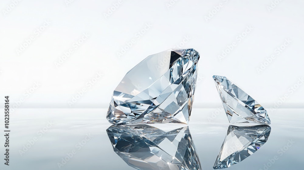 Sparkling Diamonds on Reflective Surface Sparkling Diamonds on Reflective Surface