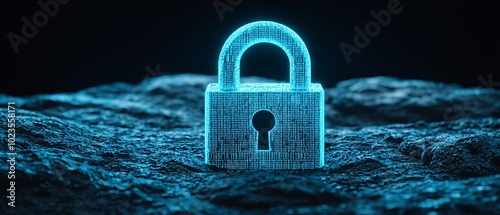 Encrypted Data Breach Alert - Cybersecurity Vulnerability Concept with Digital Lock Symbol and Binary Code Surrounding, 3D Rendering