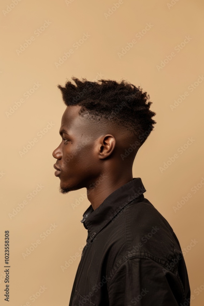 Obraz premium African barista side portrait photo photography hairdresser.