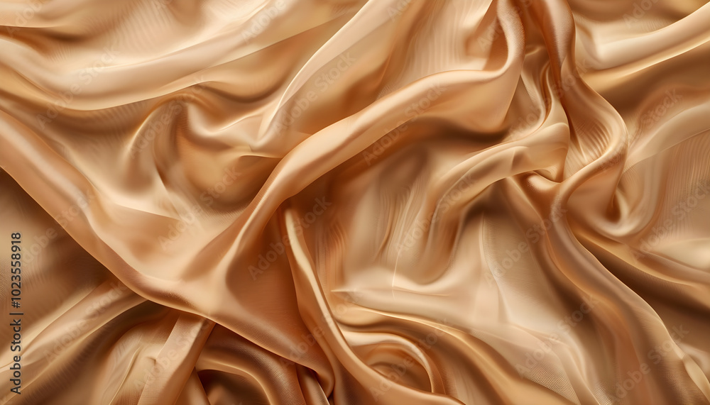 Fototapeta premium Beautiful light brown fabric as background, top view