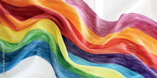 A colorful LGBTQ pride flag waving gently in the wind, symbolizing love, diversity, acceptance, and equality. Perfect for use in designs related to LGBTQ rights, events, pride celebrations, and inclus