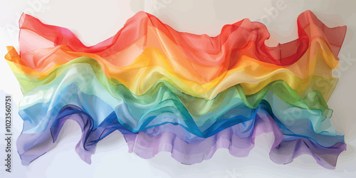 A colorful LGBTQ pride flag waving gently in the wind, symbolizing love, diversity, acceptance, and equality. Perfect for use in designs related to LGBTQ rights, events, pride celebrations, and inclus