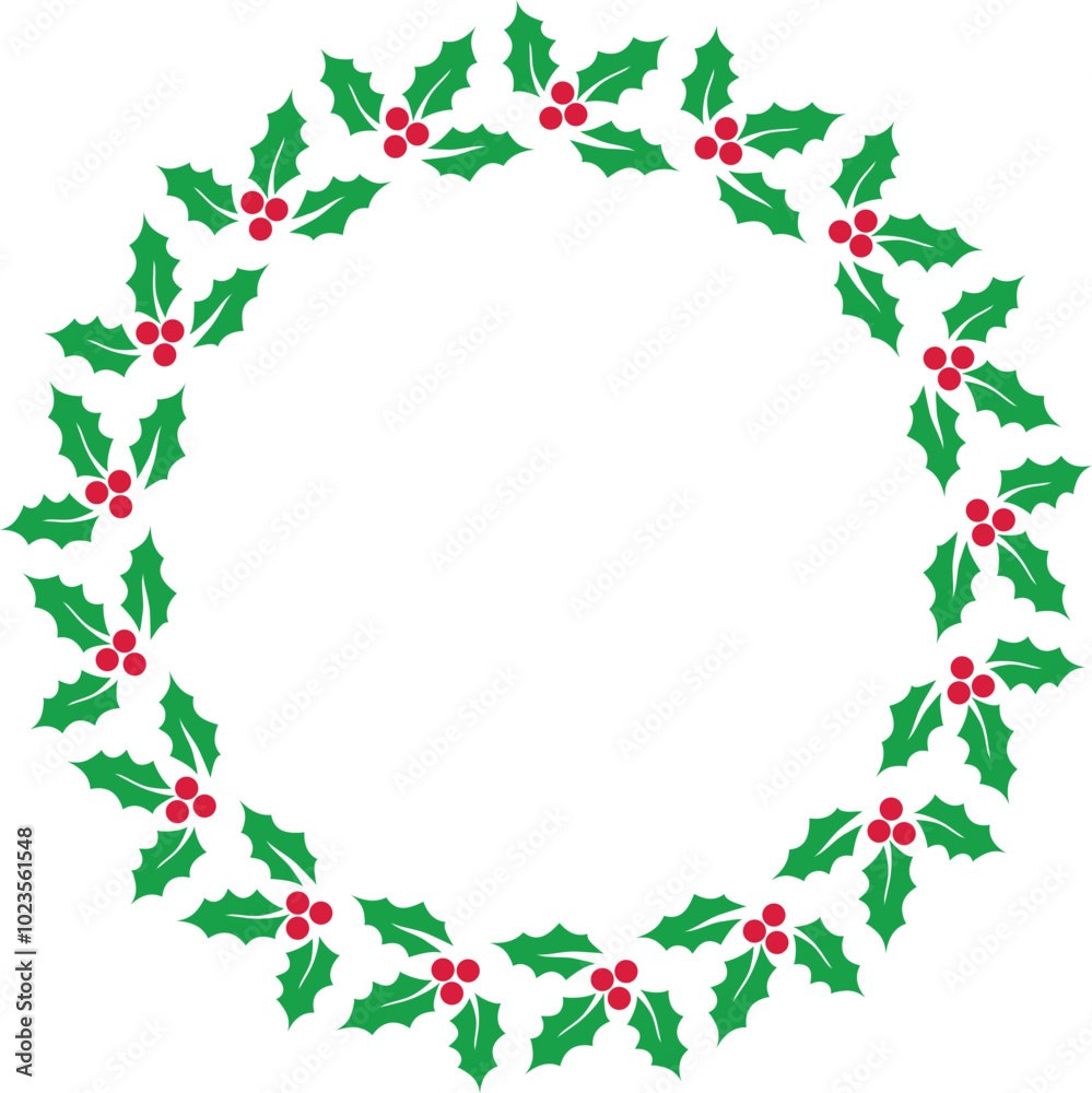 Christmas wreath with holly berries. Vector illustration Christmas wreath with holly berries. Vector illustration