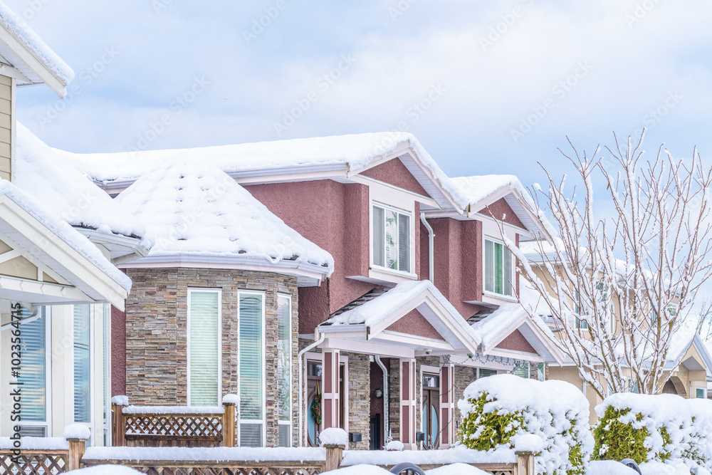 Obraz premium luxury house with big tree and nice landscape at winter in Vancouver, Canada