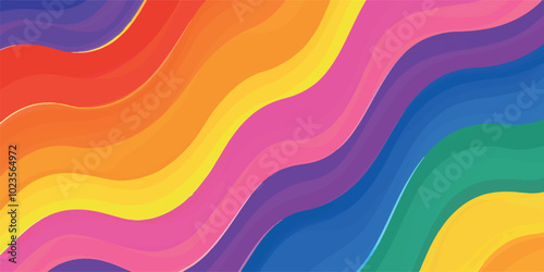A colorful LGBTQ pride flag waving gently in the wind, symbolizing love, diversity, acceptance, and equality. Perfect for use in designs related to LGBTQ rights, events, pride celebrations, and inclus