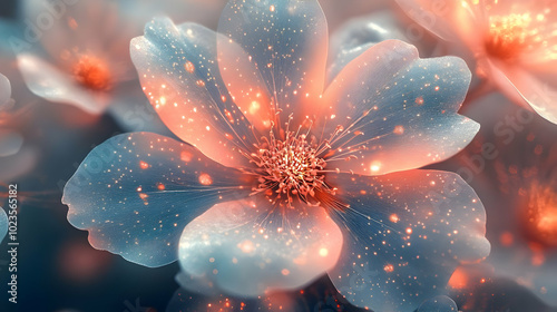 Abstract Flower with Sparkle Background Illustration