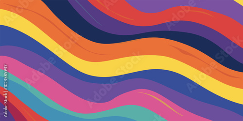 A colorful LGBTQ pride flag waving gently in the wind, symbolizing love, diversity, acceptance, and equality. Perfect for use in designs related to LGBTQ rights, events, pride celebrations, and inclus