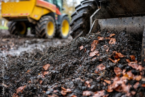Wallpaper Mural Tractor Dumps Compost Into A Pile With Fallen Leaves Torontodigital.ca