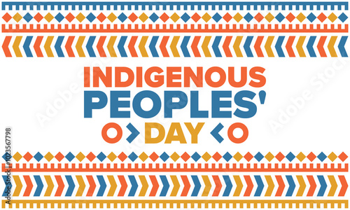 Indigenous Peoples' Day. Native American Day. American Indian culture. Heritage Month. Celebrate annual in United States. Tradition pattern. Poster, card, banner and background. Vector illustration